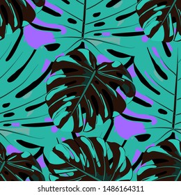 Seamless Pattern with Australian Rainforest. Vintage Colorful Texture with Tropical Leaves for Print, Textile, Linen. Vector Tropical Pattern.