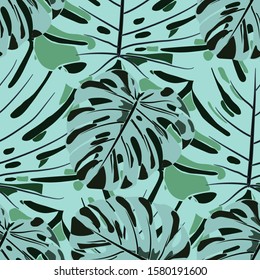 Seamless Pattern with Australian Rainforest. Vintage Colorful Texture with Tropical Leaves for Fabric, Wallpaper, Textile. Vector Tropical Pattern.