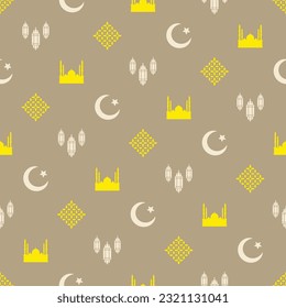 Seamless pattern in authentic arabian islamic style. Vector illustration background. Ramadan Mubarak beautiful greeting card. Based on traditional islamic pattern as a background.