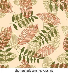 seamless pattern with autum floral vectors