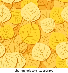 Seamless pattern with autumn aspen leaves. Vector EPS 8.