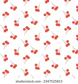Nahtloses Muster mit Herbstbeeren und Rowan. Vektorgrafik. Herbstausdruck. Flache Illustration. Muster mit Beeren.