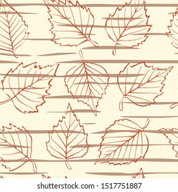 Seamless pattern. Autumn birch leaves.