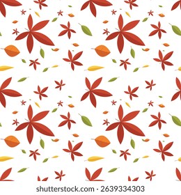 Seamless pattern Autumn. Bright print on transparent background. Factory textile.