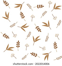 Seamless pattern with autumn brown leaves. Botanical seasonal  background in flat style for textile, wrapping paper, wallpaper, fabric,  print, banners, posters, cards. Vector illustration on white ba