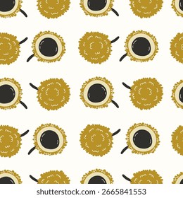 Seamless Pattern with Autumn Chestnut Fruit on White Background Flat Style Vector Illustration for Seasonal Fall Nature Design and Botanical Decorative Projects
