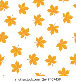 seamless pattern with autumn chestnut leaves