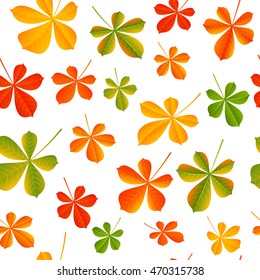 Seamless pattern with autumn chestnut leaves