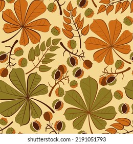 seamless pattern with autumn chestnuts