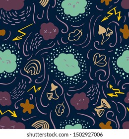 seamless pattern autumn clouds rains wind