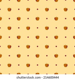 Seamless pattern. Autumn collection for a fall season. Apples and dots on a cream background.