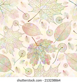 Seamless pattern with autumn colored leaves. Vector illustration, EPS 10 