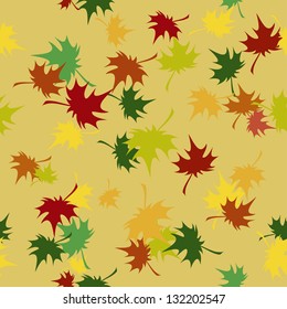Seamless pattern with autumn colored maple leaves
