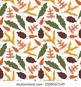 seamless pattern with autumn colorful leaves - vector illustration