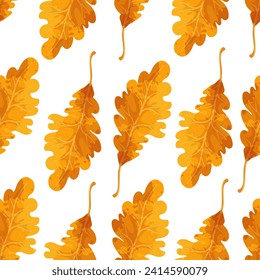 Seamless pattern with autumn colorful oak leaves.Vector graphics.