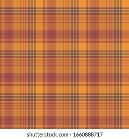 Seamless pattern in autumn  dark orange, red and grey colors for plaid, fabric, textile, clothes, tablecloth and other things. Vector image. 

