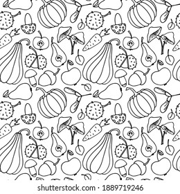 seamless pattern, autumn doodle elements, ornament for wallpaper and fabric, wrapping paper