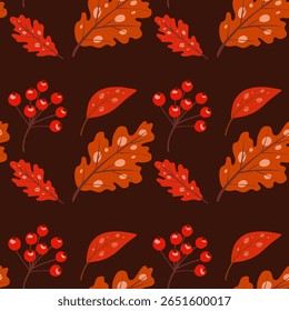 Padrão contínuo com elementos de outono. Textura vetorial criativa com elementos e itens de outono. Vetor padrão de outono sem emenda.