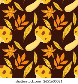 Padrão contínuo com elementos de outono. Textura vetorial criativa com elementos e itens de outono. Vetor padrão de outono sem emenda.