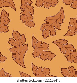 Seamless pattern with autumn elements. Elegant background with brown leafs for textile, print or wallpaper.