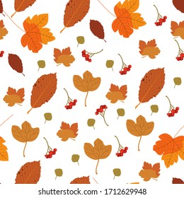 Seamless Pattern With Autumn Elements Illustrations. Good for print, textile, wrapping, fabric, cover, pillow, and etc