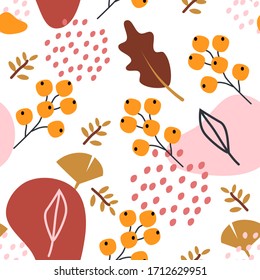 Seamless Pattern With Autumn Elements Illustrations. Good for print, textile, wrapping, fabric, cover, pillow, and etc