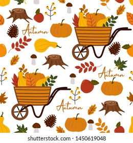 seamless pattern with autumn elements on a white background - vector illustration, eps