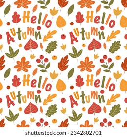  Seamless pattern with autumn elements on a white background. Trendy vector graphics perfect for wallpaper, wrapping paper, notebook covers, phone cases, prints on clothes, textiles, linens