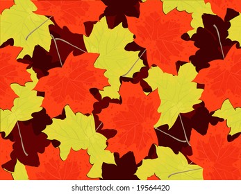 Seamless pattern - autumn falling maple leaves in a vector