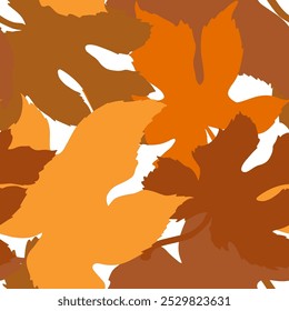 Seamless pattern with autumn fig leaves on a white background