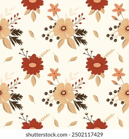 seamless pattern of autumn floral arrangements