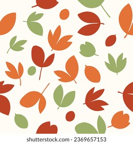 Seamless pattern autumn, floral, flowers , leaves, nature on white background. Flat vector illustration.