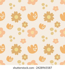 Seamless pattern with autumn flowers 