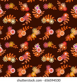 Seamless pattern with autumn flowers, vector.