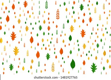 Seamless pattern with autumn foliage on a white background. Flat vector illustration EPS10.