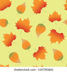 Seamless pattern with autumn foliage. Paints of autumn, falling leaves.