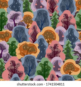 seamless pattern autumn forest. hand drawn vector illustration great for textile and texture design, fabric, wrapping, apparel.