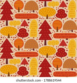 seamless pattern of autumn forest / Scandinavian style design