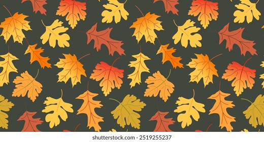 Patrón sin costuras Hojas de oro de otoño Follaje en Vector Elemento para impresiones Cartel Diseño de Anuncio Decoración Fondos Embalaje de Fondo de pantalla Textil Fondos