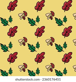 Seamless pattern Autumn leaf border. Gift wrap and scrapbook. Vector illustration for wallpaper, gift paper, fill patterns, web page backgrounds, autumn greeting cards.