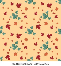 Seamless pattern Autumn leaf border. Gift wrap and scrapbook. Vector illustration for wallpaper, gift paper, fill patterns, web page backgrounds, autumn greeting cards.