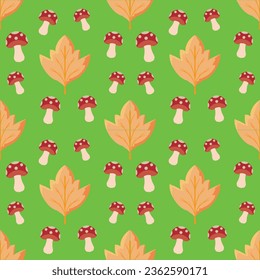 Seamless pattern Autumn leaf border. Gift wrap and scrapbook. Vector illustration for wallpaper, gift paper, fill patterns, web page backgrounds, autumn greeting cards.