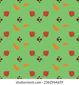 Seamless pattern Autumn leaf border. Gift wrap and scrapbook. Vector illustration for wallpaper, gift paper, fill patterns, web page backgrounds, autumn greeting cards.