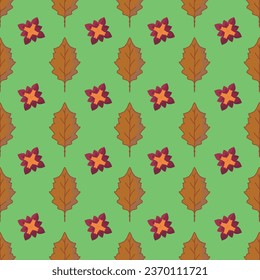 Seamless pattern Autumn leaf border. Gift wrap and scrapbook. Vector illustration for wallpaper, gift paper, fill patterns, web page backgrounds, autumn greeting cards.