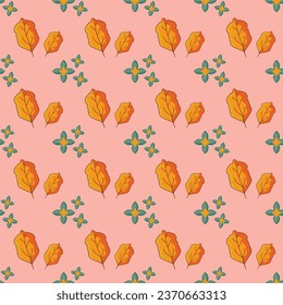 Seamless pattern Autumn leaf border. Gift wrap and scrapbook. Vector illustration for wallpaper, gift paper, fill patterns, web page backgrounds, autumn greeting cards.