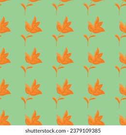 Seamless pattern Autumn leaf border. Gift wrap and scrapbook. Vector illustration for wallpaper, gift paper, fill patterns, web page backgrounds, autumn greeting cards.
