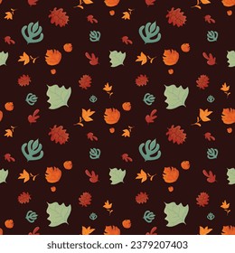 Seamless pattern Autumn leaf border. Gift wrap and scrapbook. Vector illustration for wallpaper, gift paper, fill patterns, web page backgrounds, autumn greeting cards.