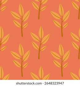 Padrão contínuo Borda de folha de outono. Envoltório de presentes e scrapbook. Ilustração vetorial para papel de parede, papel de presente, padrões de preenchimento, fundos de página da Web, cartões de saudação de outono.
