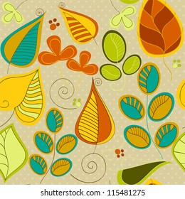 Seamless pattern with autumn leaf.  Decorative Leaf background. Vintage