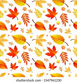 Seamless pattern autumn leaf festive vector illustration background for print or web.